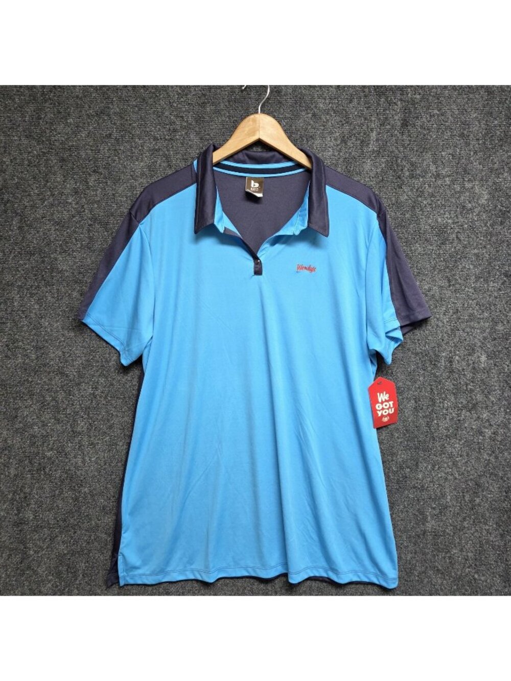 Wendy's Polo Shirt Women's 2XL Employee Barco Uniforms Colorblock Blue NEW